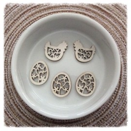 Lot de 5 appliques estampes en bois