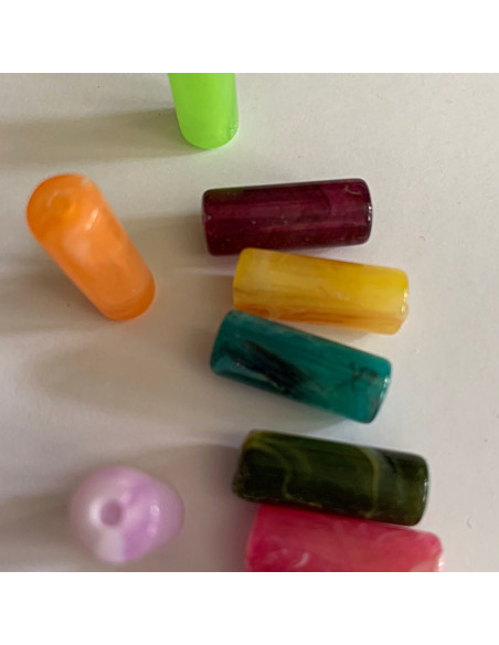 10 perles cylindres colorées