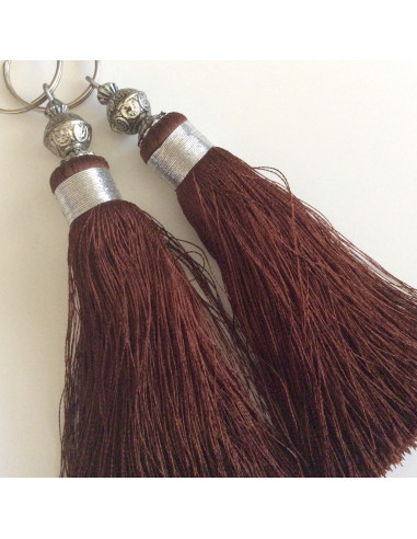 Pompon en soie Marron