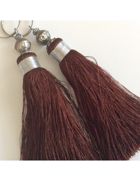 Pompon en soie Marron