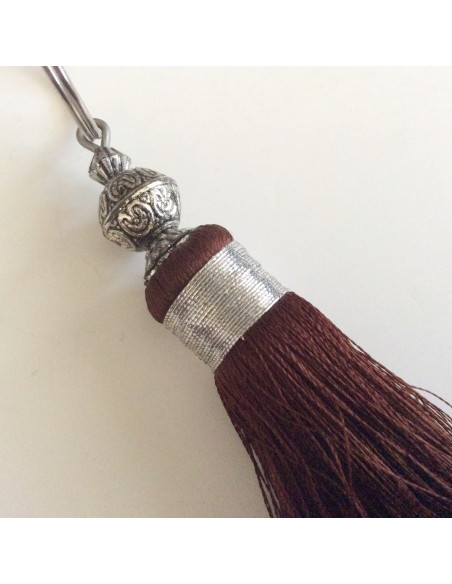 Pompon en soie Marron