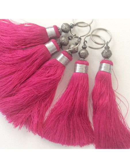 Pompon en soie sabra Rose