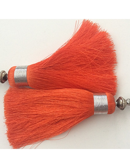 Pompon orange en soie sabra