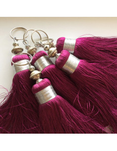 Pompon en soie sabra Prune 2