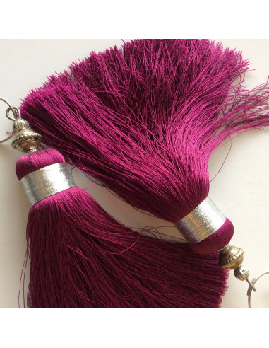 Pompon en soie sabra Prune Pompon en soie sabra Prune