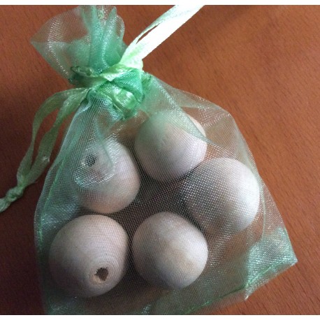5 perles rondes en bois naturel
