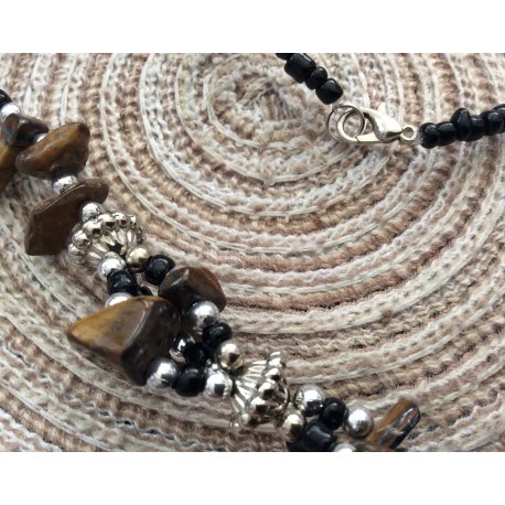 Collier artisanal marocain aux tons marron Collier artisanal marocain aux tons marron