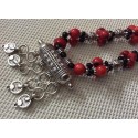 Collier marocain en perles rouges et argentées