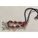 Collier marocain en perles rouges et argentées