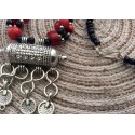 Collier marocain en perles rouges et argentées