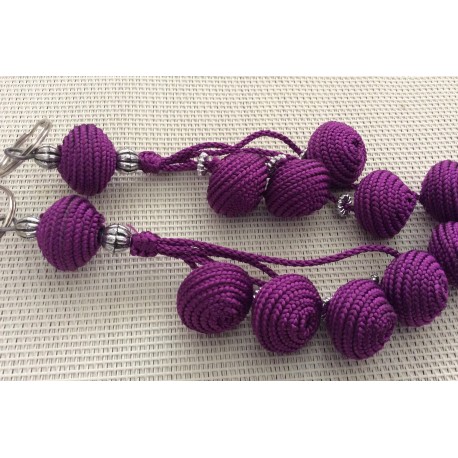 Porte clés Violet en perles de Soie tressée