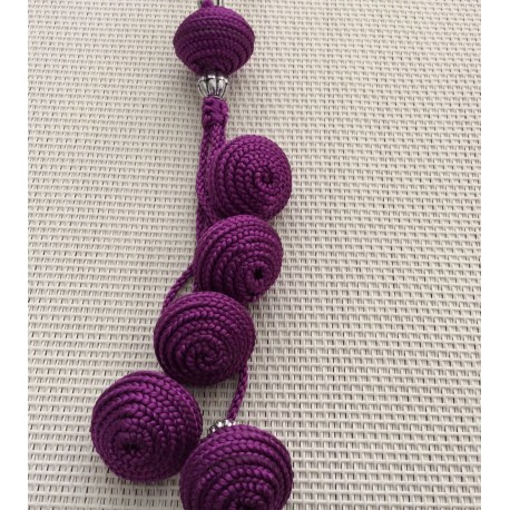 Porte clés Violet en perles de Soie tressée