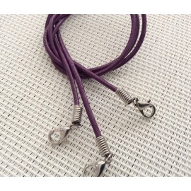 Cordon collier violet en cuir