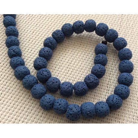 Perles de lave bleues foncées x10 Perles de lave bleues foncées x10