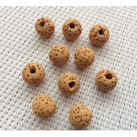 Lot de 10 Perles de lave Jaunes
