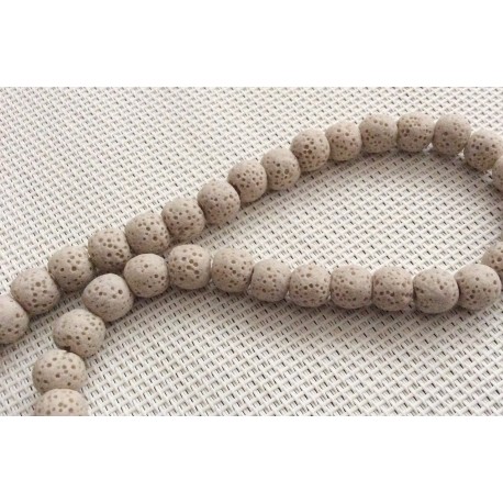 Perles de lave beiges x10 Perles de lave beiges x10
