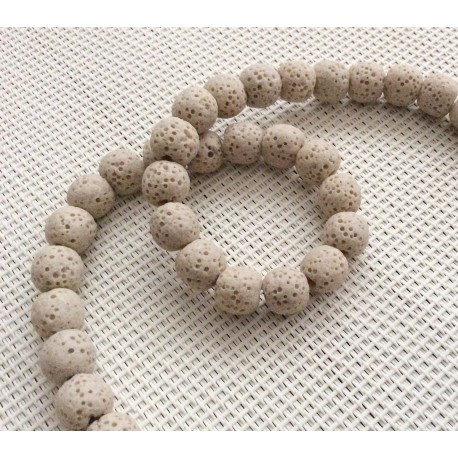 Perles de lave beiges x10 Perles de lave beiges x10