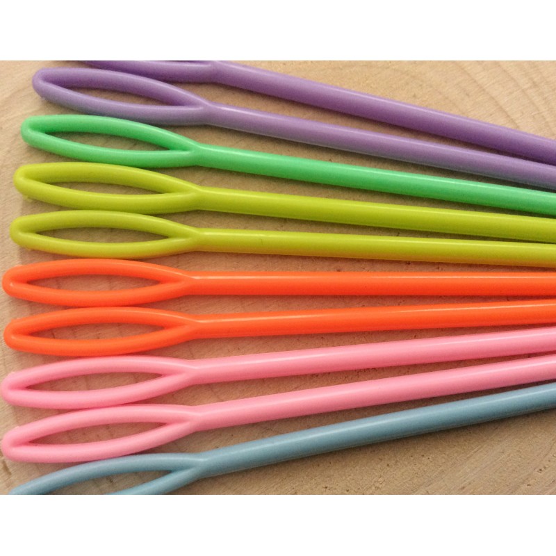 Aiguilles En Plastique Pour Enfants - Lot De 50 - Couleurs Assorties - Œil Large - 6 Cm - Loisirs Créatifs Couture